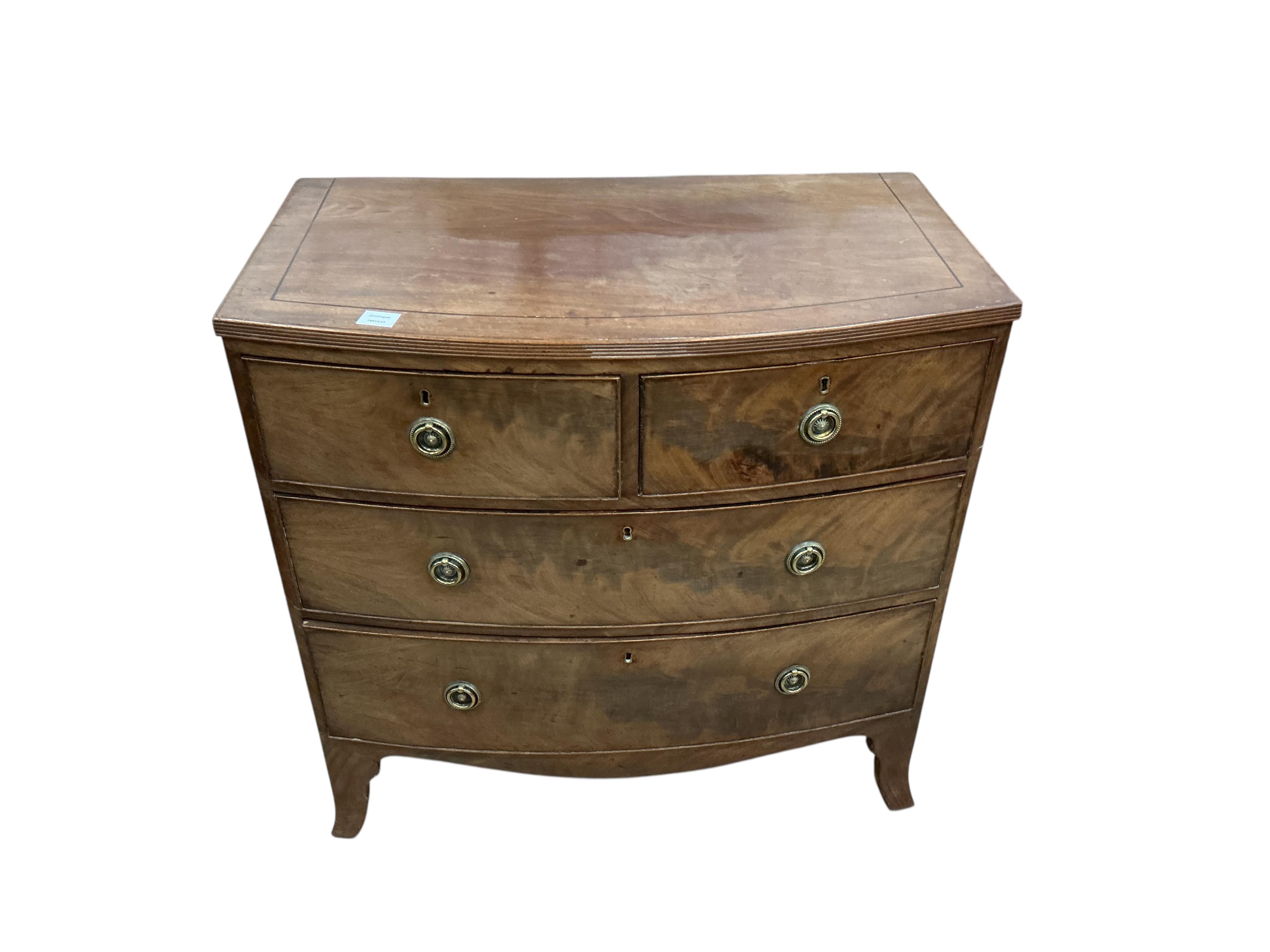 A Regency mahogany bowfront chest, width 89cm, depth 49cm, height 88cm